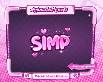 ANIMATED + STATIC EMOTE | simp Animated simp Emote, simp Sparkle Emote, Text Emote, simp, twitch simp, Simp Emote for Twitch Streamers