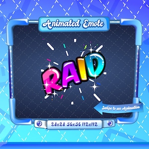 GEANIMEERDE + STATISCHE EMOTE | Raid, geanimeerde Raid-emote, Raid Sparkle-emote versie 6, Rainbow Raid-emote voor Discord- en Twitch-streamers