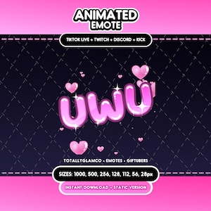 ANIMATED + STATIC EMOTE | uwu, Animated uwu Emote, uwu Sparkle Emote, Text Emote, uwu Emote for Discord and Twitch Streamers