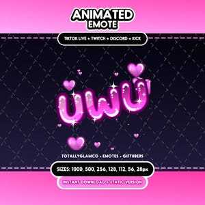 ANIMATED + STATIC EMOTE | uwu, Animated uwu Emote, berry uwu Sparkle Emote, Text Emote, uwu Emote for Discord and Twitch Streamers
