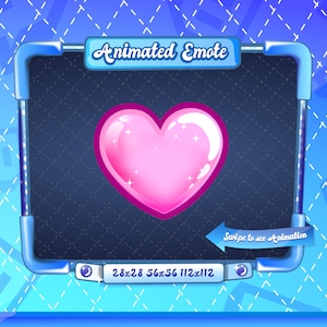 ANIMATED + STATIC EMOTE | Pink Sparkly heart, Animated pink heart Emote, heart Sparkle Emote, heart, Heart Emote for Twitch Streamers