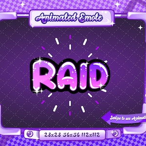 GEANIMEERDE + STATISCHE EMOTE | Raid, tekst emote, Raid Emote, Animated Raid Emote, Raid V7 Emote, Raid Emote voor Discord en Twitch Streamers