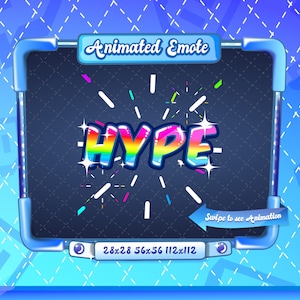 GEANIMEERDE + STATISCHE EMOTE | Hype Emote, Geanimeerde Hype Emote, regenbooghype, Hype Sparkle Emote, Hype Emote voor Discord en Twitch Streamers