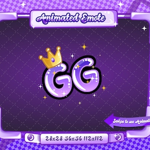 ANIMIERT + STATISCH EMOTE | gg, Animierte lila gg Emote, Good Game Sparkle Emote Version 8, Good Game Emote für Discord und Twitch Streamer
