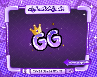 ANIMIERT + STATISCH EMOTE | gg, Animierte lila gg Emote, Good Game Sparkle Emote Version 8, Good Game Emote für Discord und Twitch Streamer