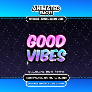 Geanimeerde en statische Good Vibes-emote | Twitch, Discord, TikTok | Digitale download