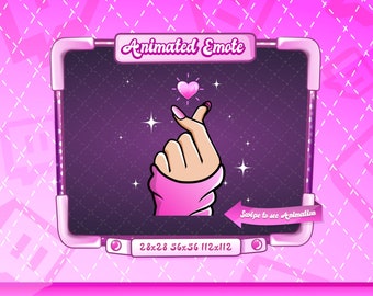 Animated + Static Finger Heart Emote | Twitch, Discord | GIF, PNG