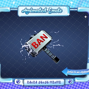 ANIMATED + STATIC EMOTE | Ban Hammer, Animated Ban Hammer Emote, Ban Hammer Sparkle Emote, Ban Hammer Emote for Discord and Twitch Streamers