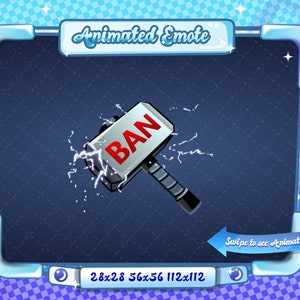 EMOTE ANIMATA + STATICA / Emote Ban Hammer, Emote animata Ban Hammer, Emote Ban Hammer Sparkle, Emote Ban Hammer per Discord e Streamer Twitch