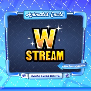 ANIMIERTES + STATISCHES EMOTE | W-Stream, animiertes W-Stream-Emote, W-Stream-Sparkle-Emote, W-Stream, W-Emote, Gold-W-Emote für Twitch-Streamer