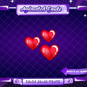 ANIMATED + STATIC EMOTE | Red falling hearts, Heart Emotes, Love Heart Emote, Emote, Heart Emote, emote, Heart Emote for Discord and Twitch