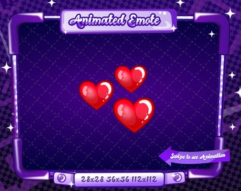 ANIMATED + STATIC EMOTE | Red falling hearts, Heart Emotes, Love Heart Emote, Emote, Heart Emote, emote, Heart Emote for Discord and Twitch