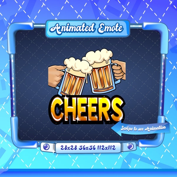 ANIMATED + STATIC EMOTE | Cheers, Animated Cheers Emote, cheers Sparkle Emote, cheers emote, beer emote, cheers Emote for Twitch Streamers