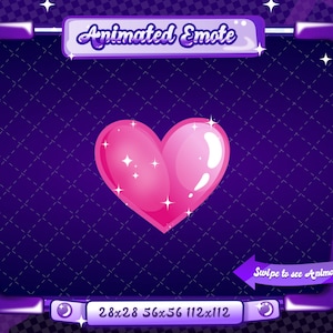 ANIMOWANA + STATYCZNA EMOCJA | Różowe bijące serce, animowana bijąca emotka serca, serce, emotka Sparkle, serce, emotka serca dla streamerów Twitch