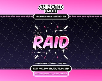 Animated + Static Raid Emote for Twitch, Discord, TikTok | Sparkly Raid | Digital Download