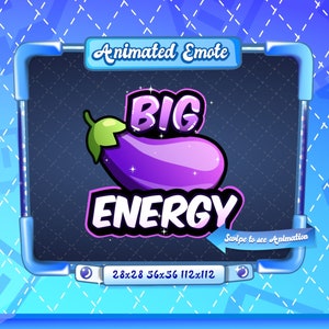 ANIMATED + STATIC EMOTE | Big energy, Animated Big energy Emote, Big energy Sparkle Emote, eggplant, Big energy Emote for Twitch Streamers