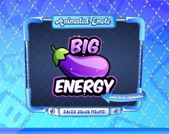 ANIMATED + STATIC EMOTE | Big energy, Animated Big energy Emote, Big energy Sparkle Emote, eggplant, Big energy Emote for Twitch Streamers