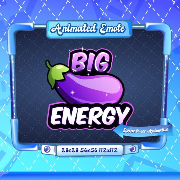 ÉMOTE ANIMÉE + STATIQUE | Grande énergie, Emote Big energy animée, Emote Sparkle Big energy, aubergine, Emote Big energy pour les streamers Twitch