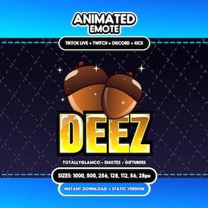 アニメーション + 静止画 Deez Nuts エモート | Twitch、Discord、TikTok | デジタルダウンロード