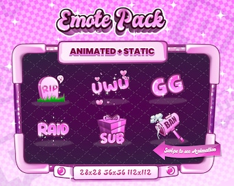 Animated + Static Twitch Emote Pack | Uwu, Rip, Raid, GG | Digital Download