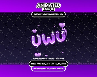 Animated + Static Purple Sparkle UWU Emote | Twitch, Discord, TikTok | Digital Download
