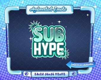 ANIMATED + STATIC EMOTE | Sub Hype, Animated Sub Hype Emote, Sub Hype Sparkle Emote V7, Sub Hype Emote for Discord and Twitch Streamers