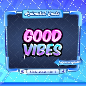 GEANIMEERDE + STATISCHE EMOTE | goede vibes, Geanimeerde goede vibes Emote, regenboog goede vibes Emote, Tekst Emote, goede vibes Emote voor Twitch Streamers