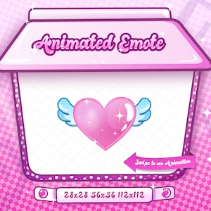 ANIMATED + STATIC EMOTE | Winged Heart Emote, Love Heart Emote, Emote, Heart Emote, Valentines Emote, Heart Emote for Discord and Twitch