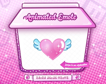 ANIMATED + STATIC EMOTE | Winged Heart Emote, Love Heart Emote, Emote, Heart Emote, Valentines Emote, Heart Emote for Discord and Twitch