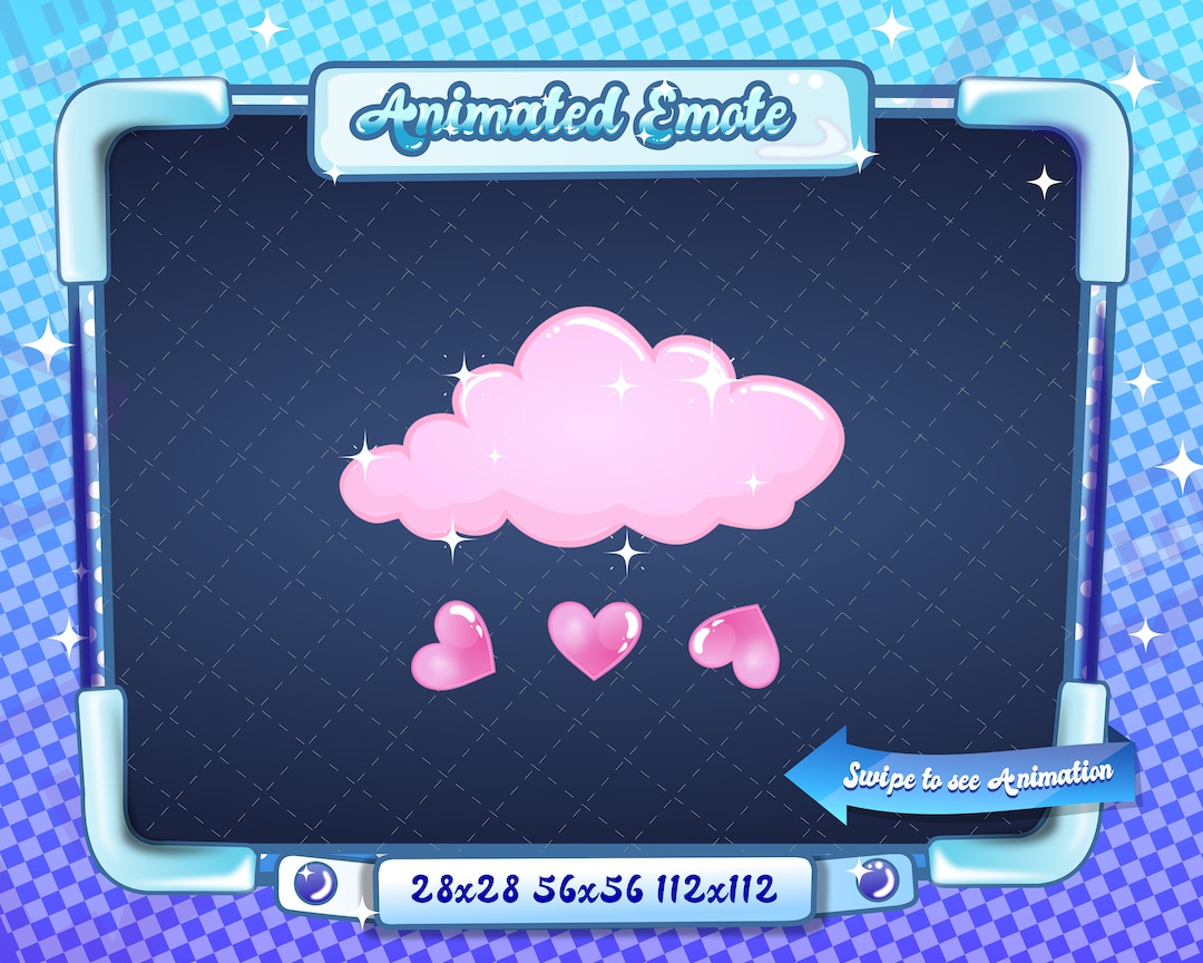 ANIMATED STATIC EMOTE Raining Hearts Emote, Love Emote, Pink Emote