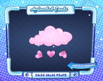 ANIMIERTES + STATISCHES EMOTE | Raining Hearts Emote, Love Emote, Pink Emote, Cloud Emote, Valentines Emote, Heart Emote für Discord und Twitch