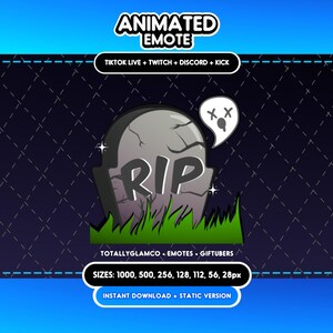 ANIMATED + STATIC EMOTE | Rip, Animated rip Emote, rip Sparkle Emote Version 2, rip Emote for Discord and Twitch Streamers