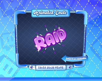 ANIMIERTE + STATISCHE EMOTE | Raid, Animiertes Raid Emote, Raid Sparkle Emote Version 4, Raid Emote für Discord und Twitch Streamer