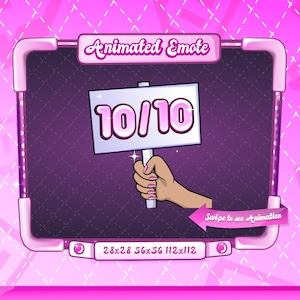 GEANIMEERD + STATISCHE EMOTE | 10/10, 1010 emote, geanimeerde 10/10 emote, Latina-emote, tekstemote, 1010 emote voor Discord en Twitch-streamers