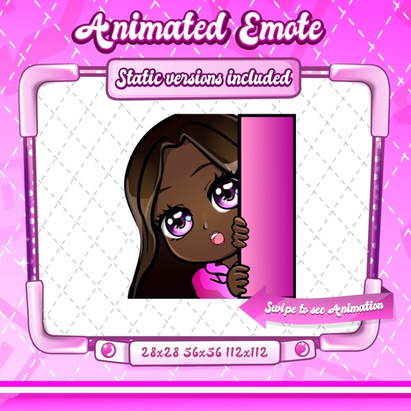 ANIMATED + STATIC EMOTE | Black girl lurk, Animated Black girl Emote, lurk emote, Black girl chibi twitch emote, Black girl emote, twitch