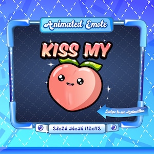 EMOTE ANIMATA + STATICA / Kiss my peach, Kawaii peach, Emote Animated Peach, Emote Sparkle pesca, kawaii, Emote pesca per Twitch Streamer