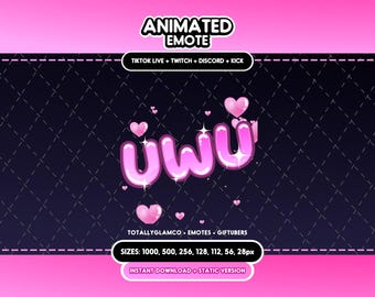 Animated + Static UWU Emote | Sparkle Text for Twitch/Discord | Digital Download