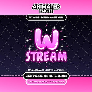 ANIMATED + STATIC EMOTE | W Stream, Animated w stream Emote, w stream Sparkle Emote, w stream Emote for Discord and Twitch Streamers