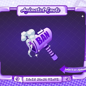 EMOTE ANIMATA + STATICA / Emote Ban Hammer, Emote animata Ban Hammer, Emote Heart Ban Hammer V2, Emote Ban Hammer per Discord e Twitch