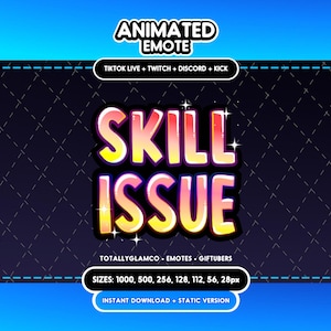 Animated + Static Skill Issue Emote | Twitch, Discord, TikTok | Digital Download