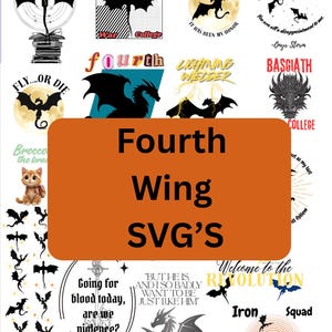 Vierter Flügel Drachenreiter SVG PNG: Fantasy Bücherwurm Cut Datei (Digitaler Download)