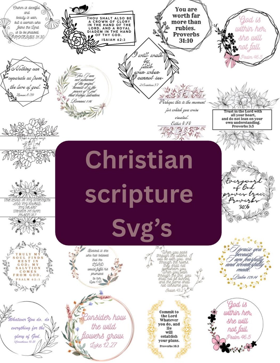 Floral Bible Verse SVG Bundle: Christian Scripture, Faith Quotes ...