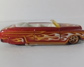 1949 Mercury Convertible Toy Car by Hot Wheels, With 3D-Printed Custom Gold Wheels and Rubber Tires