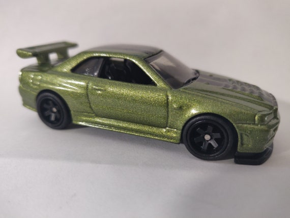Hot Wheels Green Nissan GT-R R34 With Custom TE37 Mag Wheels - Etsy