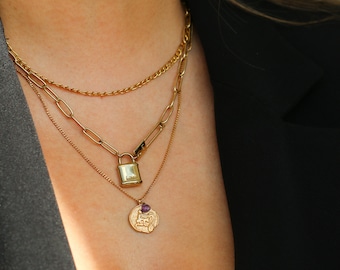 Zodiac sign necklace, astrology medallion birthstone, necklace with zodiac sign, horoscope necklace, birthday gift birthstone