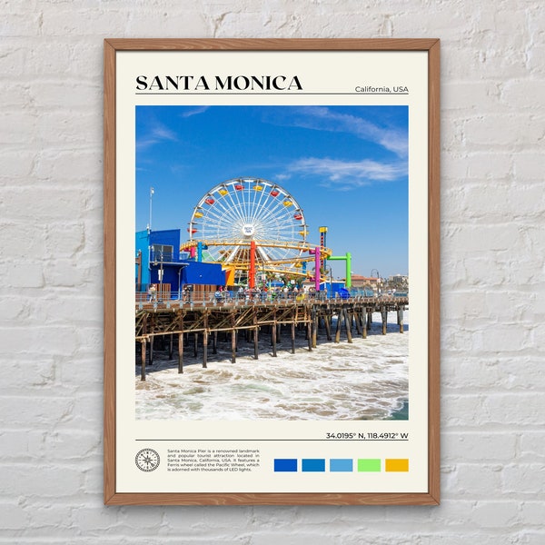 Echtes Foto, Santa Monica Druck, Santa Monica Wandkunst, Santa Monica Poster, Santa Monica Foto, Santa Monica Poster, Kalifornien