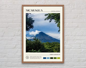 Foto reale, stampa del Nicaragua, arte murale del Nicaragua, poster del Nicaragua, foto del Nicaragua, stampa di poster del Nicaragua, decorazione murale del Nicaragua