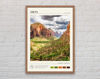 Foto real, Impresión del Parque Nacional Zion, Arte mural de Zion, Póster de Zion, Foto de Zion, Impresión de póster de Zion, Decoración de pared de Zion, Impresión de Estados Unidos