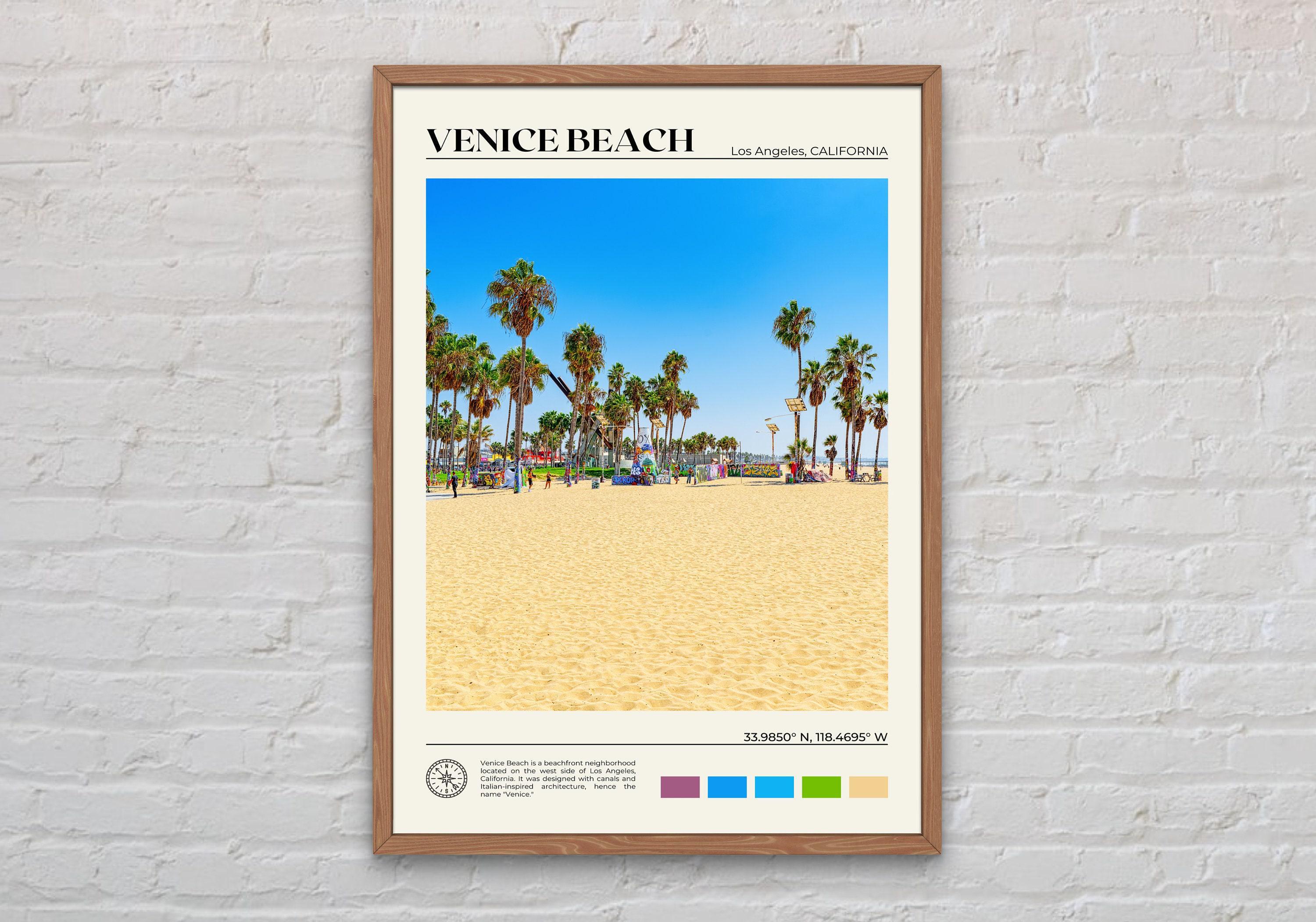 ポスター　写真　ベニスビーチ ベニスビーチ看板ポスター モノクロ写真アート | 西海岸インテリア