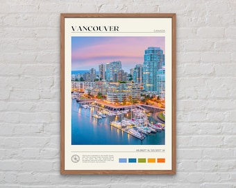 Foto real, impressão de Vancouver, arte de parede de Vancouver, pôster de Vancouver, foto de Vancouver, impressão de pôster de Vancouver, decoração de Vancouver, Canadá